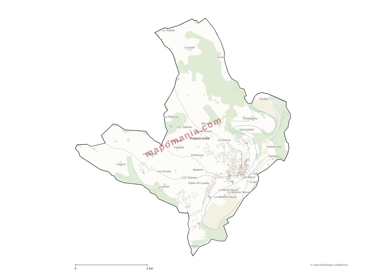Carte de Roquecourbe à personnaliser