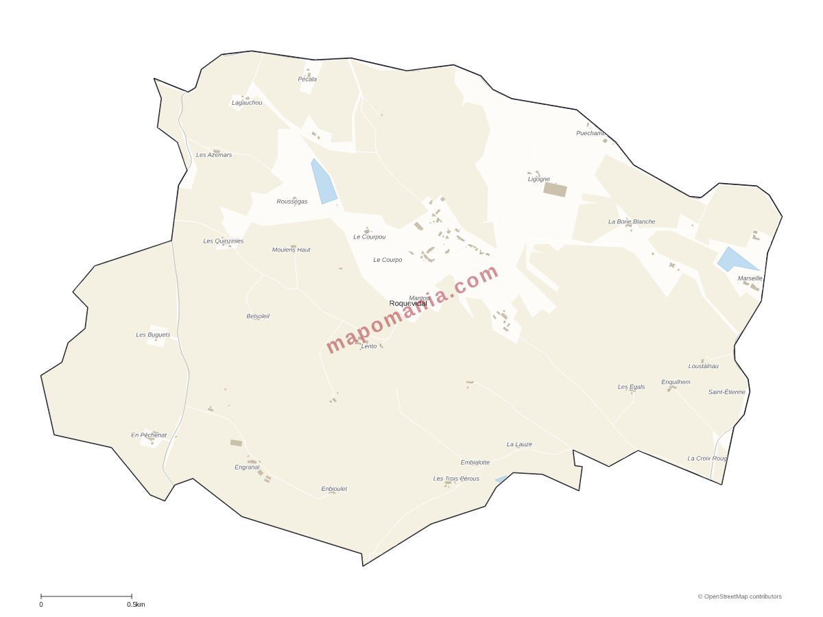 Carte de Roquevidal à personnaliser