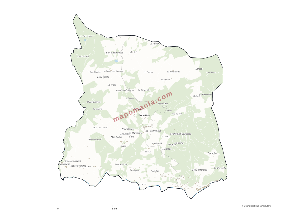 Carte de Rouairoux à personnaliser