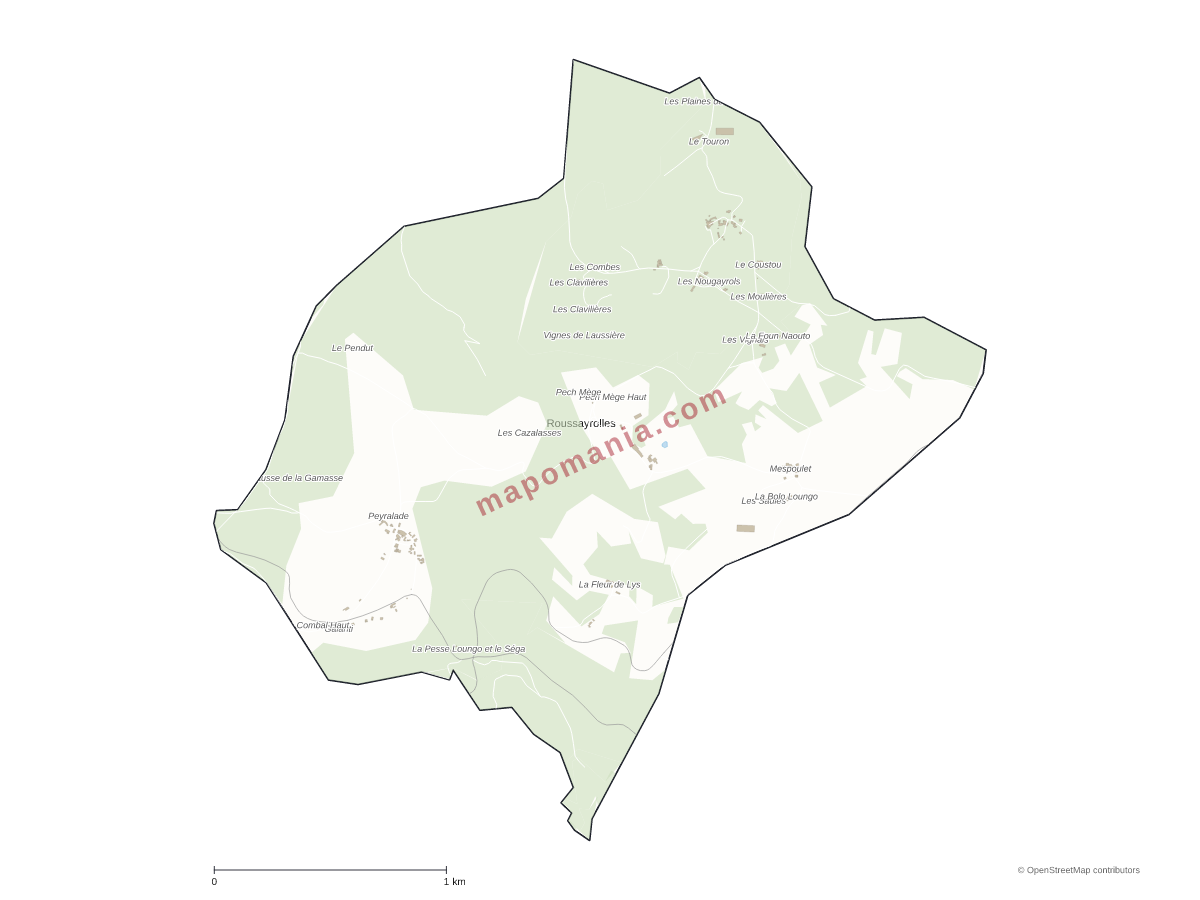 Carte de Roussayrolles à personnaliser