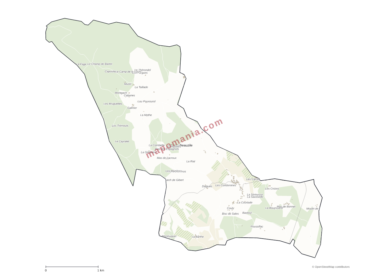 Carte de Saint-Beauzile à personnaliser
