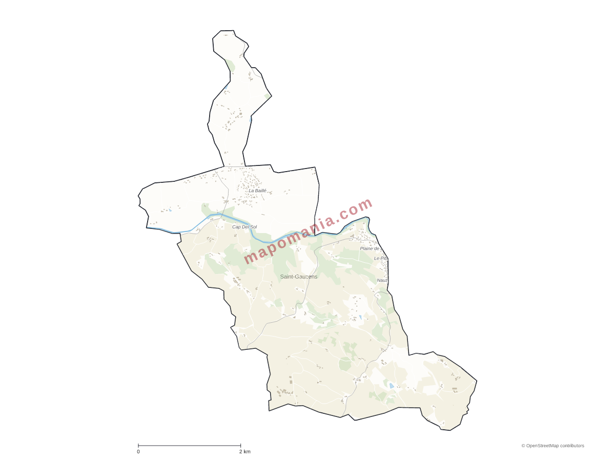 Carte de Saint-Gauzens à personnaliser