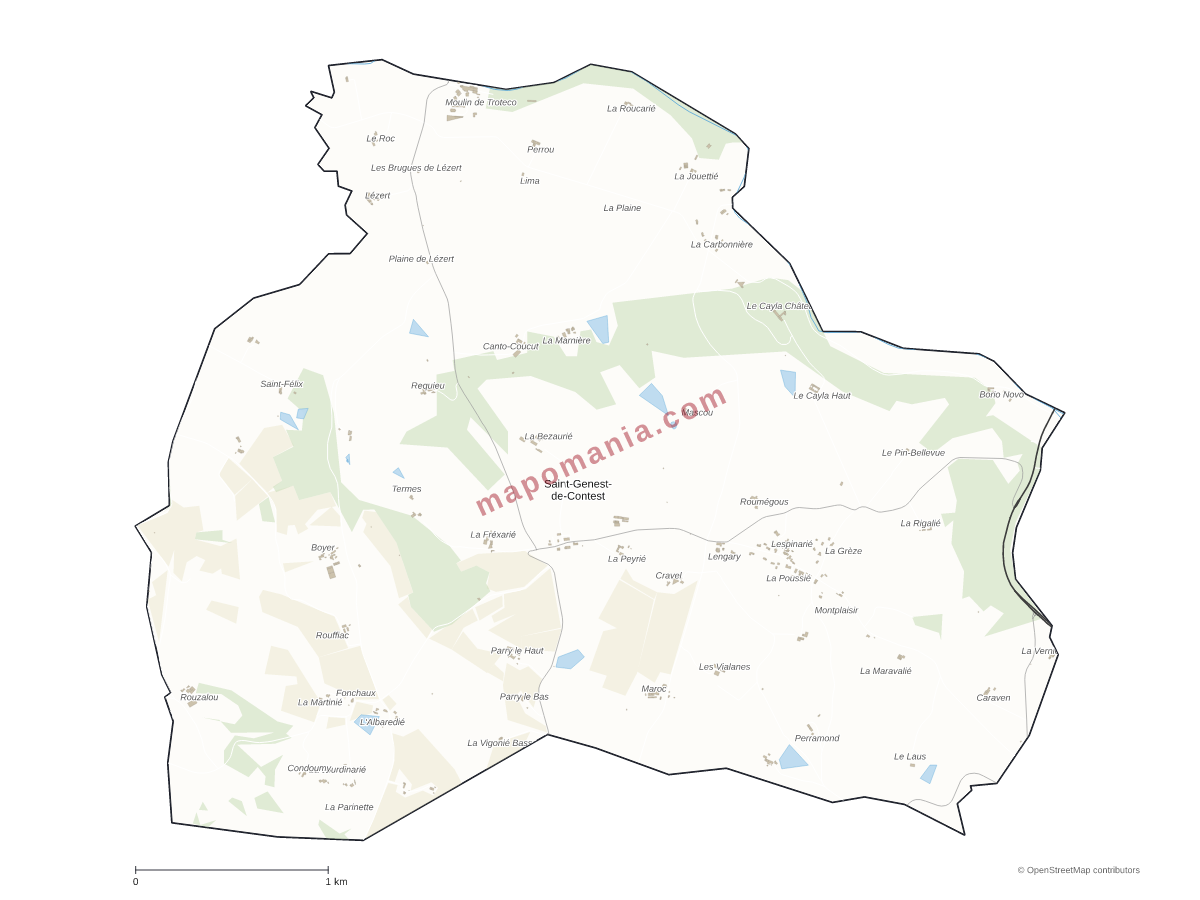 Carte de Saint-Genest-de-Contest à personnaliser