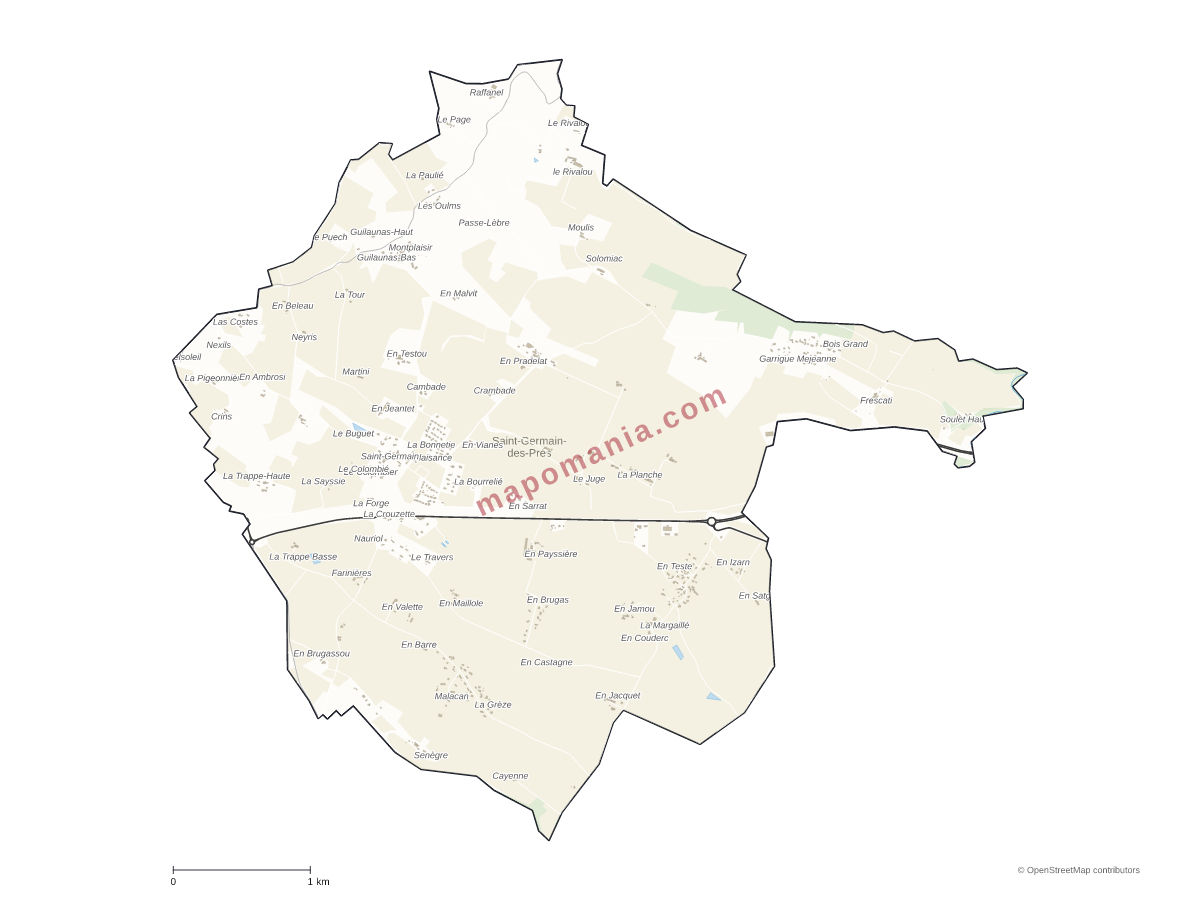 Carte de Saint-Germain-des-Prés à personnaliser