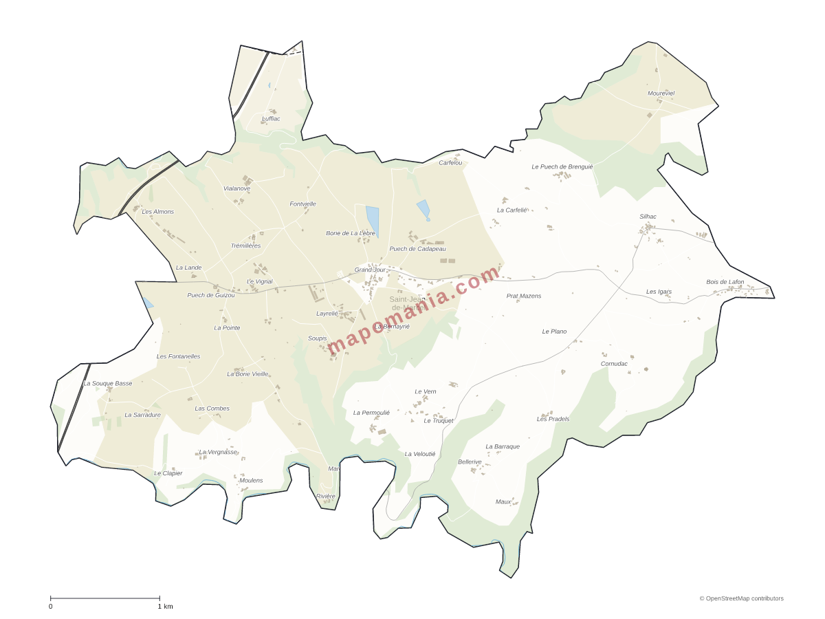 Carte de Saint-Jean-de-Marcel à personnaliser