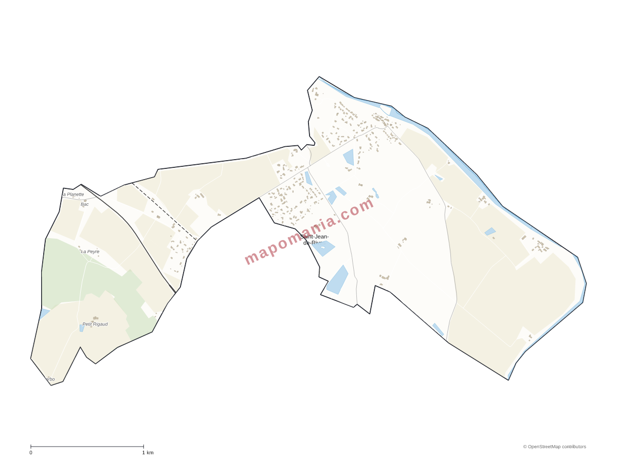 Carte de Saint-Jean-de-Rives à personnaliser