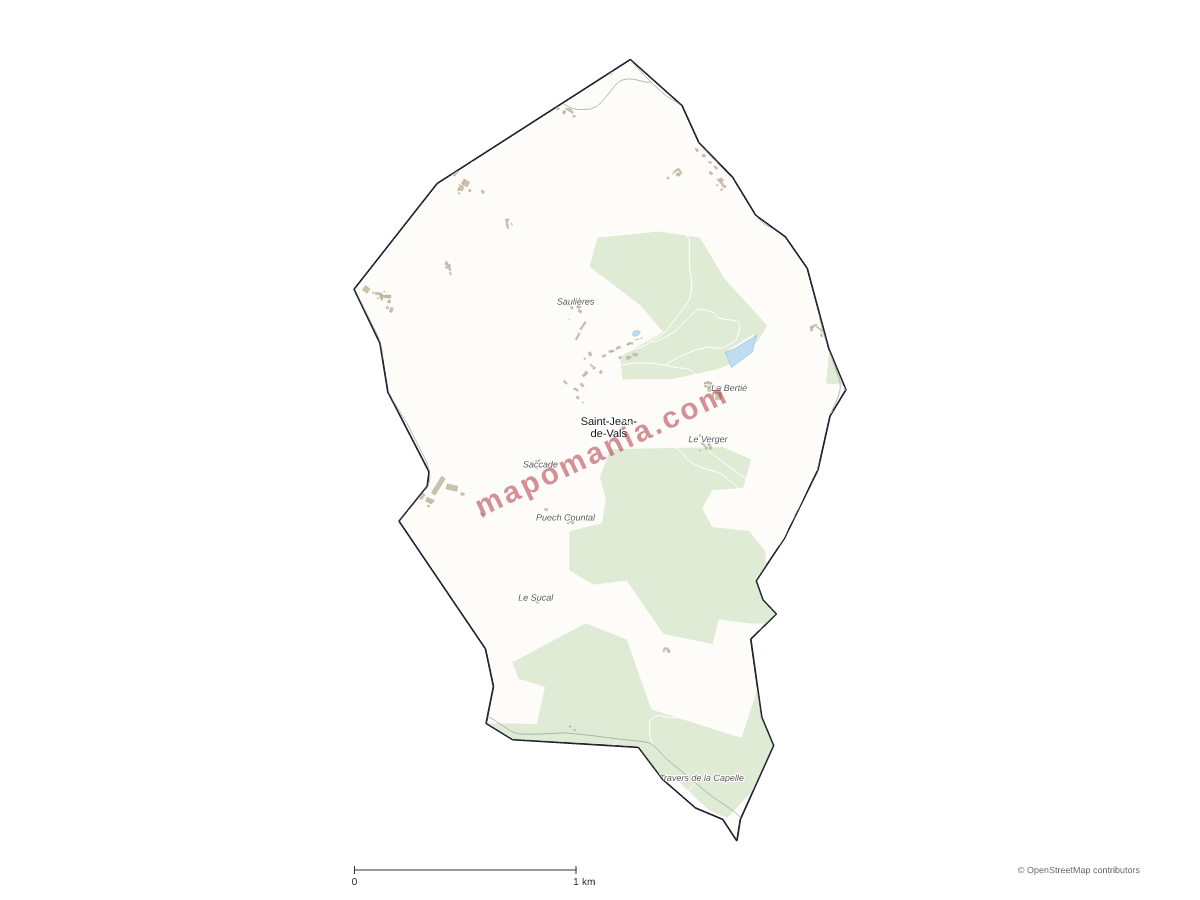 Carte de Saint-Jean-de-Vals à personnaliser