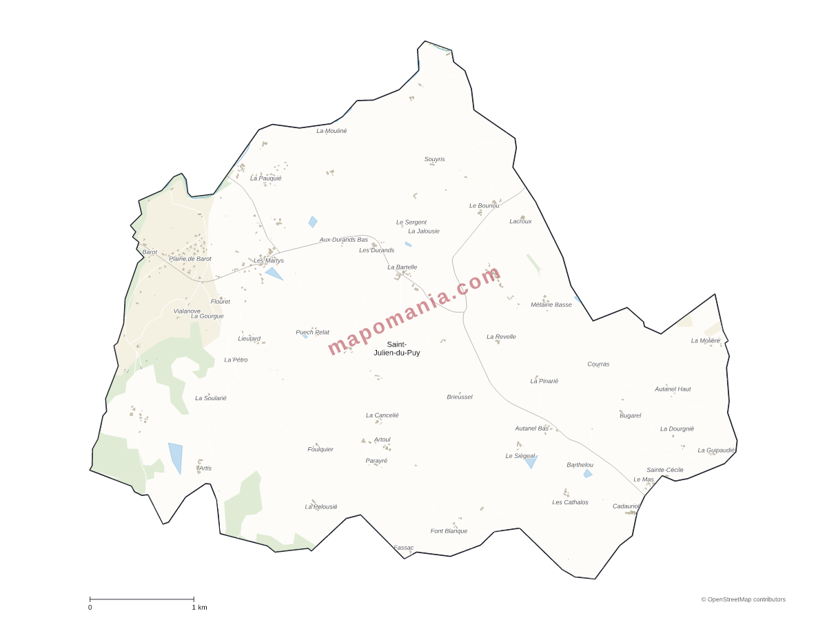 Carte de Saint-Julien-du-Puy à personnaliser