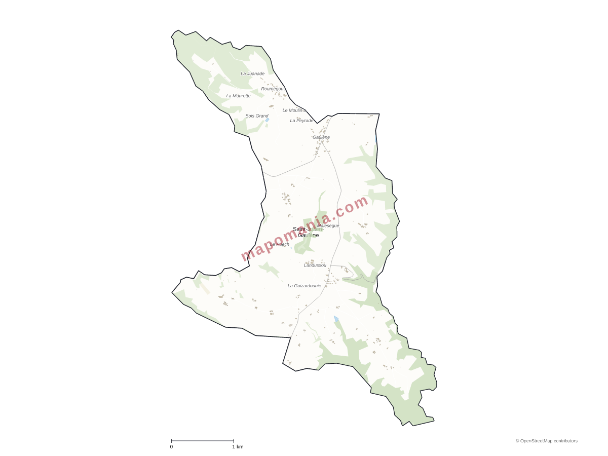 Carte de Saint-Julien-Gaulène à personnaliser