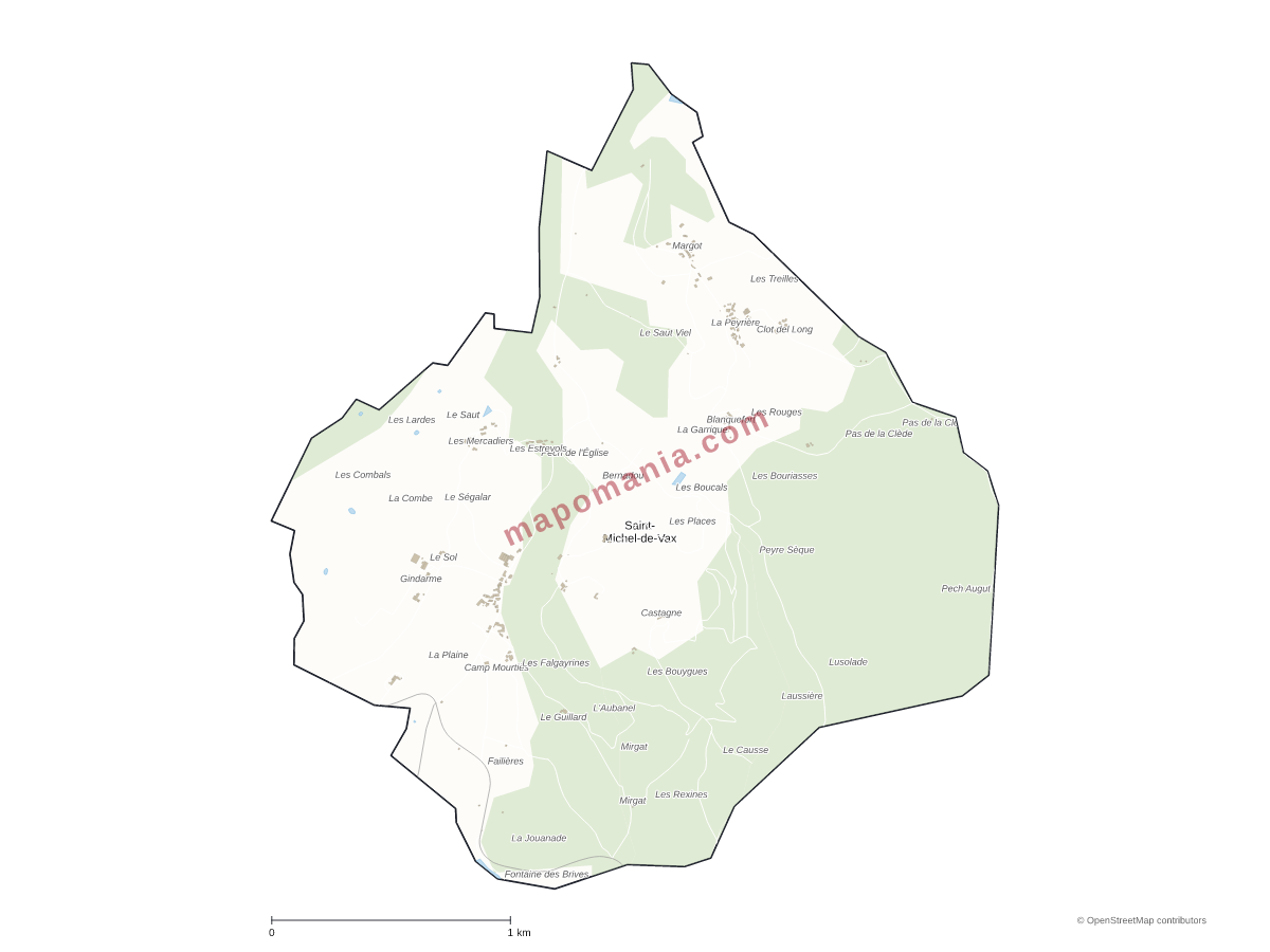 Carte de Saint-Michel-de-Vax à personnaliser