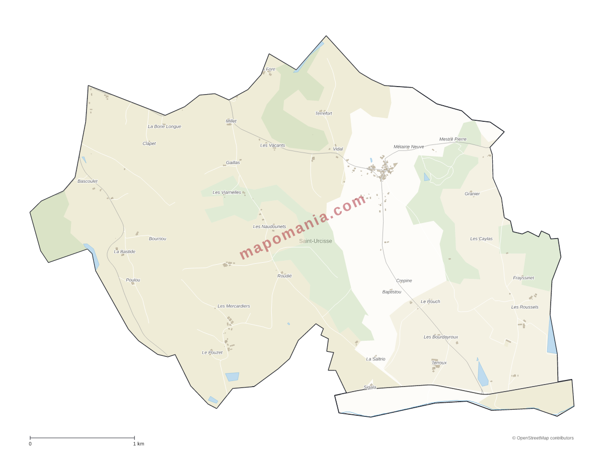 Carte de Saint-Urcisse à personnaliser