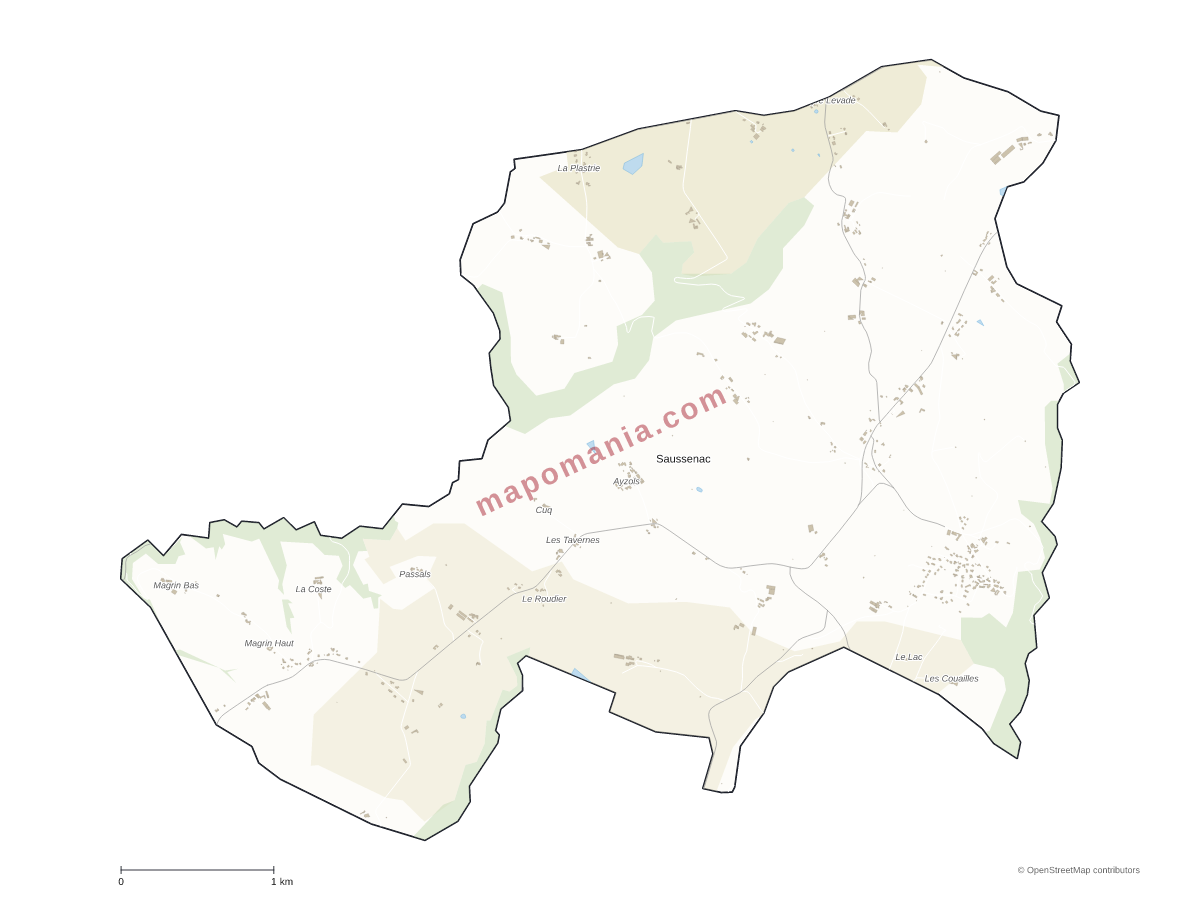 Carte de Saussenac à personnaliser