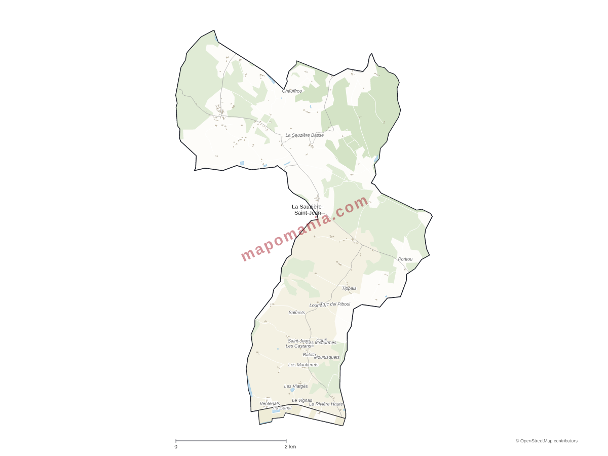 Carte de La Sauzière-Saint-Jean à personnaliser