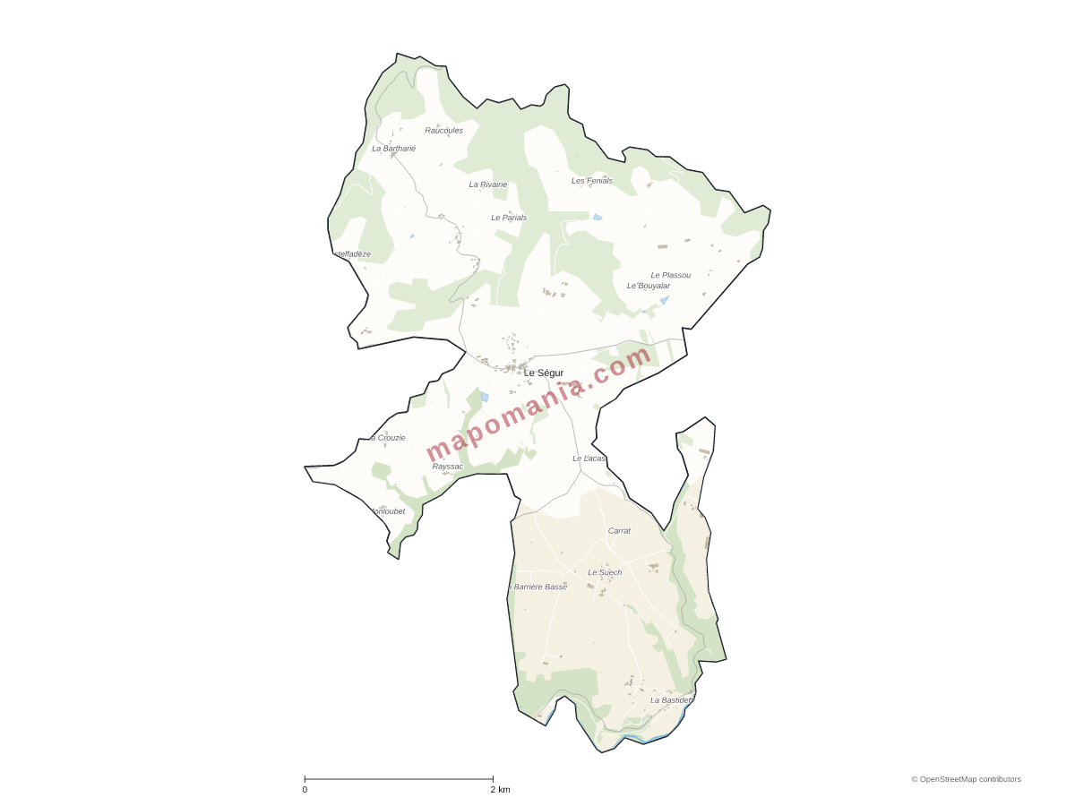 Carte de Le Ségur à personnaliser