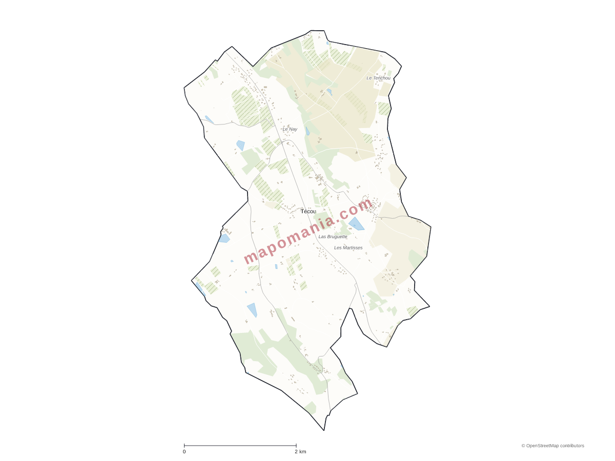Carte de Técou à personnaliser