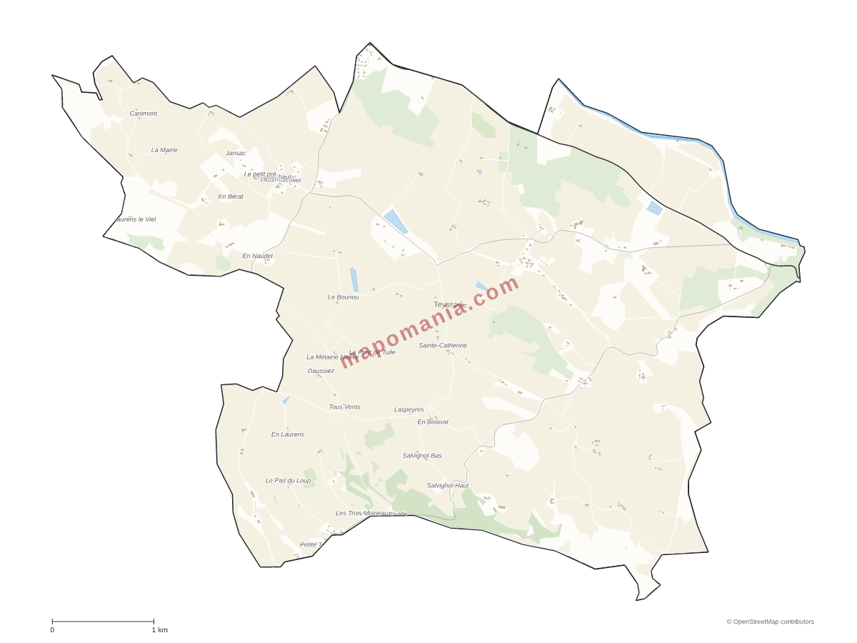 Carte de Teyssode à personnaliser