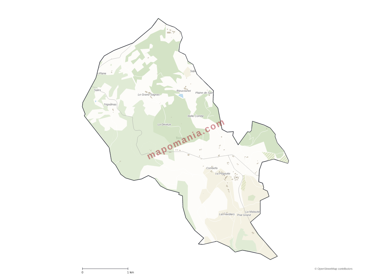 Carte de Tonnac à personnaliser