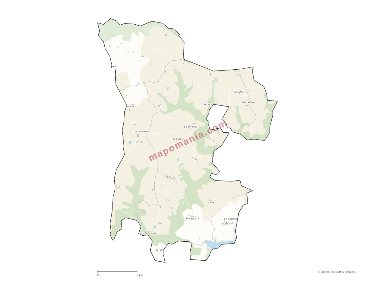 Carte de Trévien à personnaliser