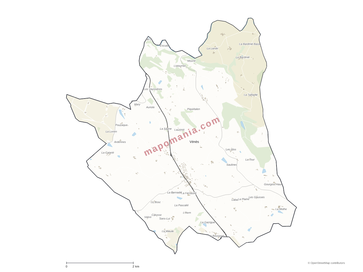 Carte de Vénès à personnaliser
