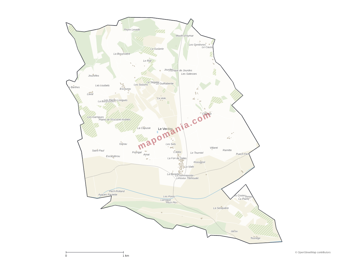 Carte de Le Verdier à personnaliser