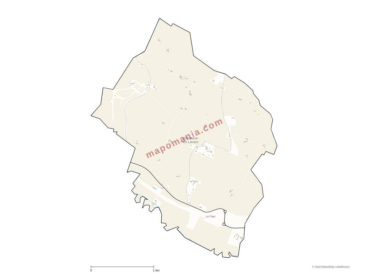 Carte de Villeneuve-lès-Lavaur à personnaliser
