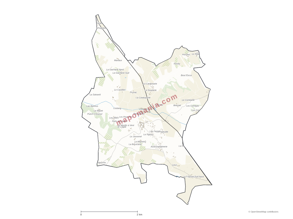Carte de Villeneuve-sur-Vère à personnaliser