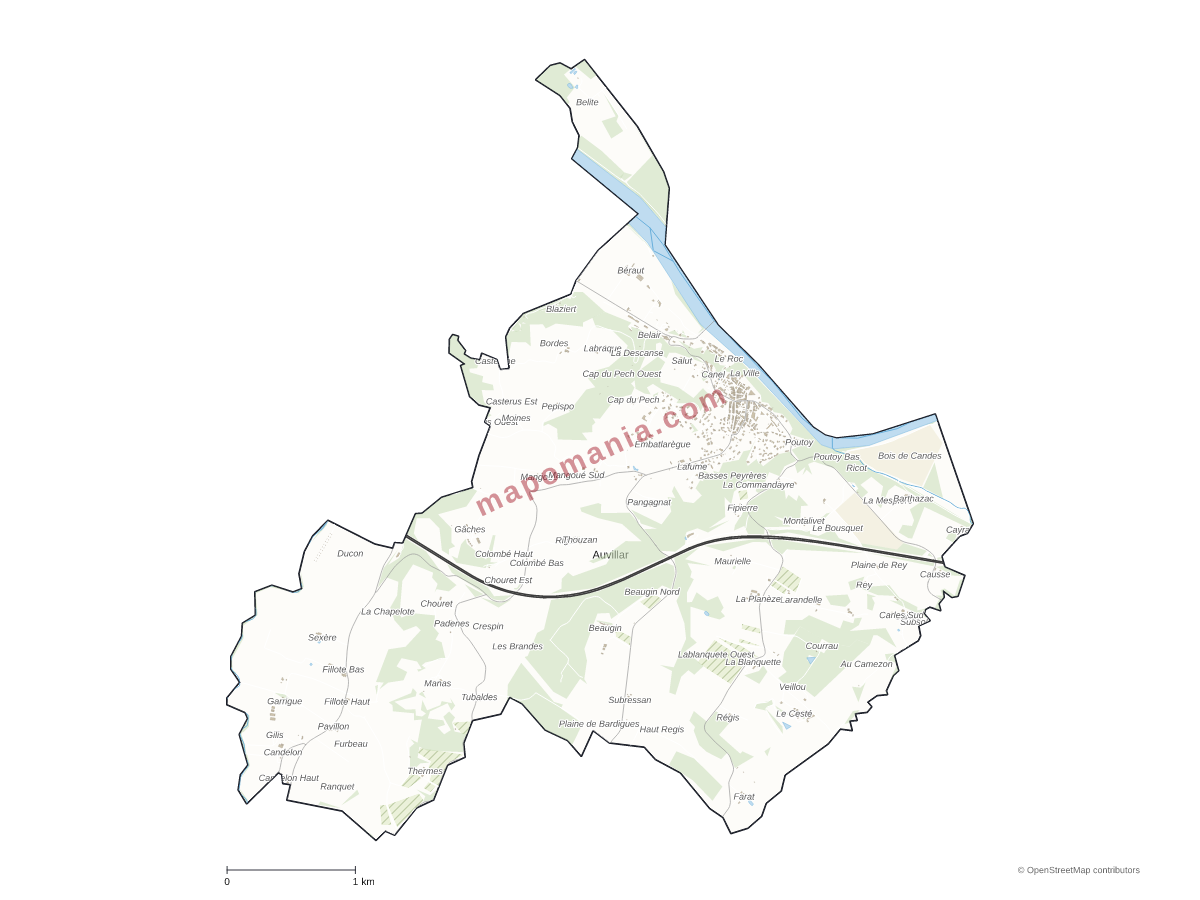 Carte de Auvillar à personnaliser