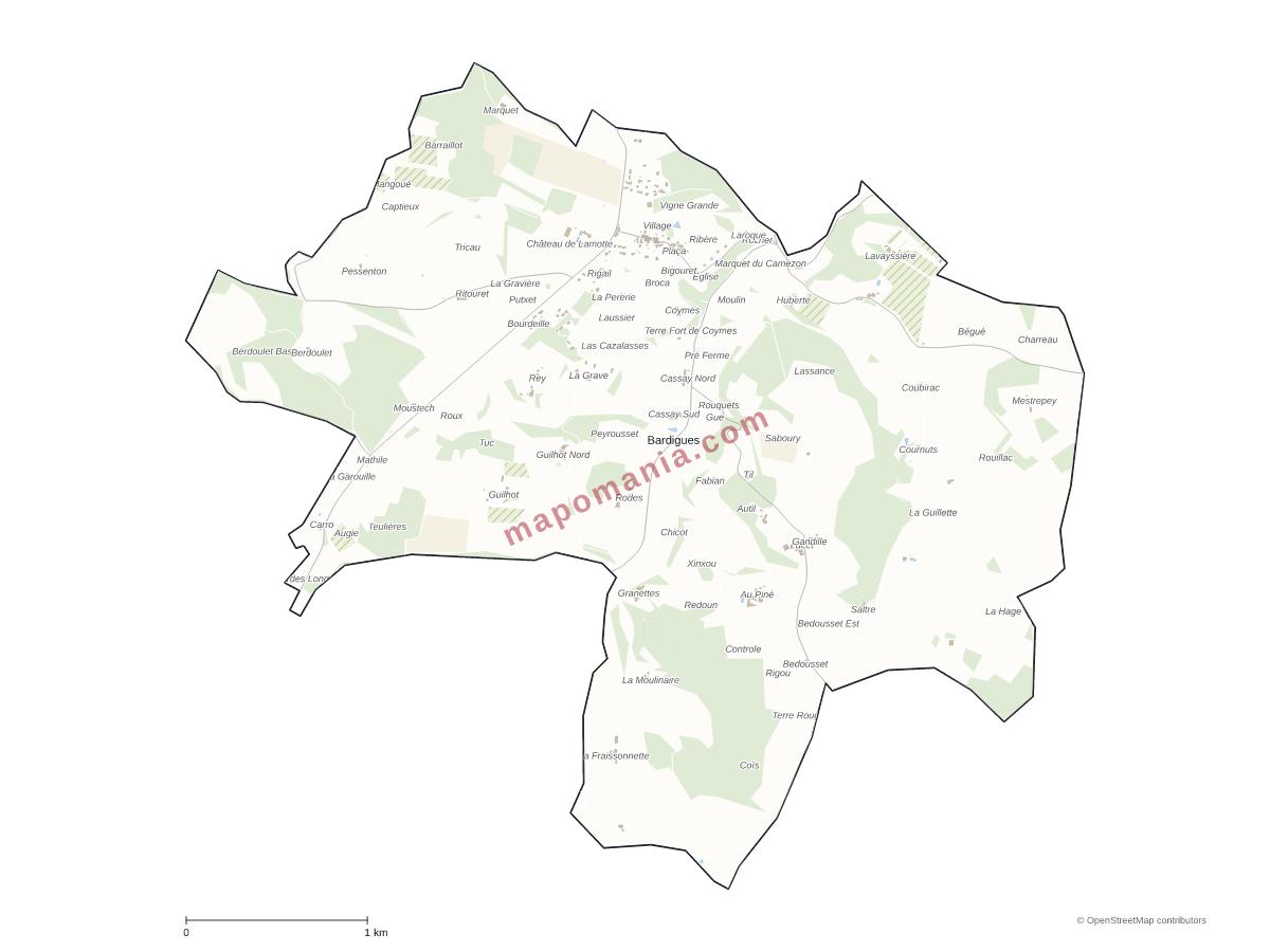 Carte de Bardigues à personnaliser