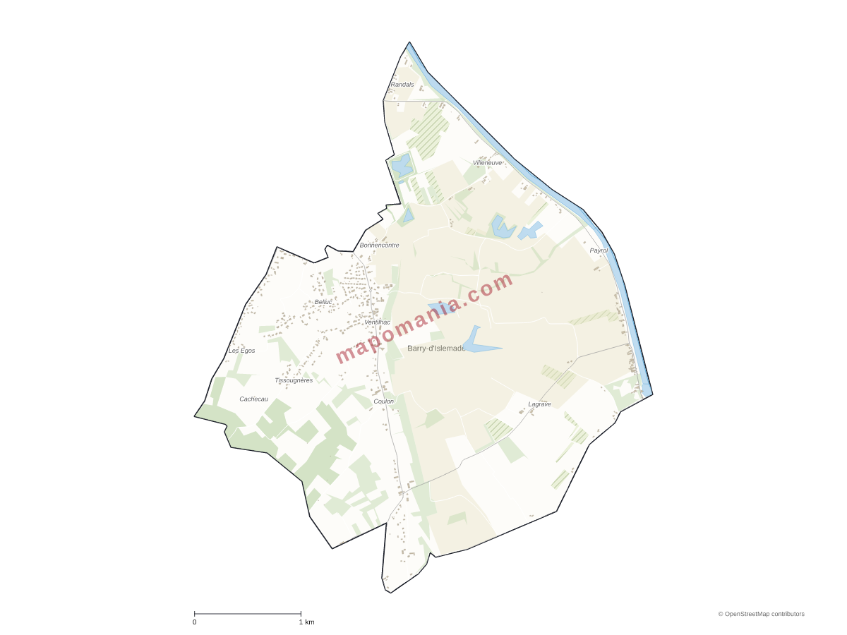 Carte de Barry-d'Islemade à personnaliser