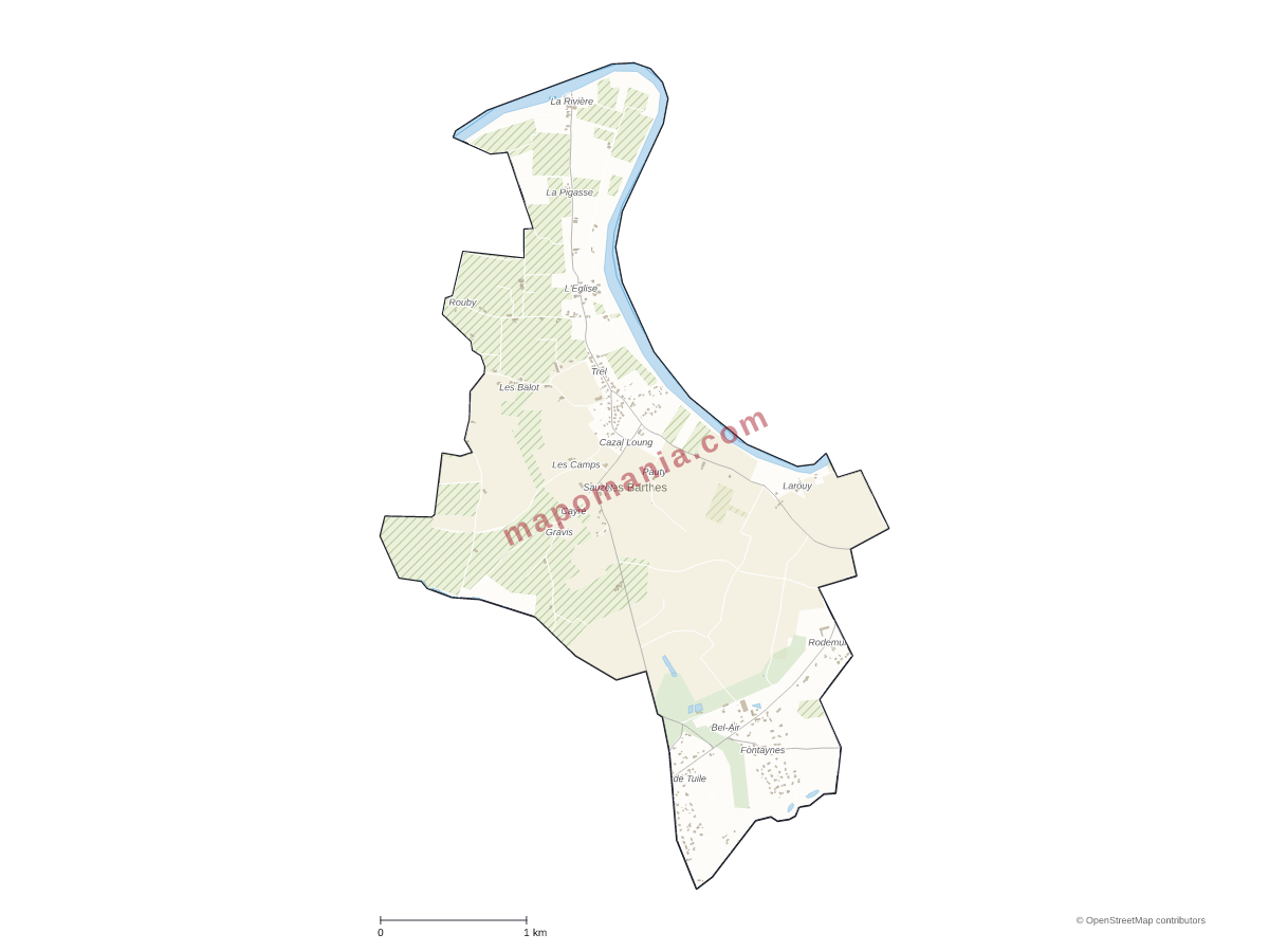 Carte de Les Barthes à personnaliser