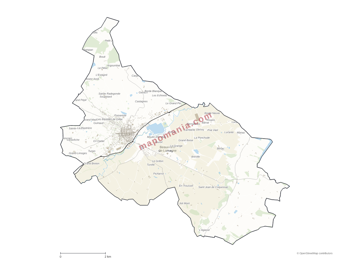 Carte de Beaumont-de-Lomagne à personnaliser