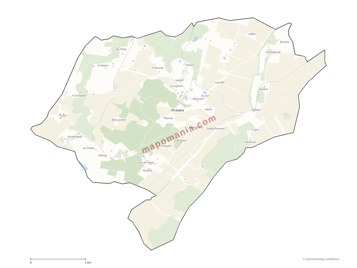 Carte de Beaupuy à personnaliser