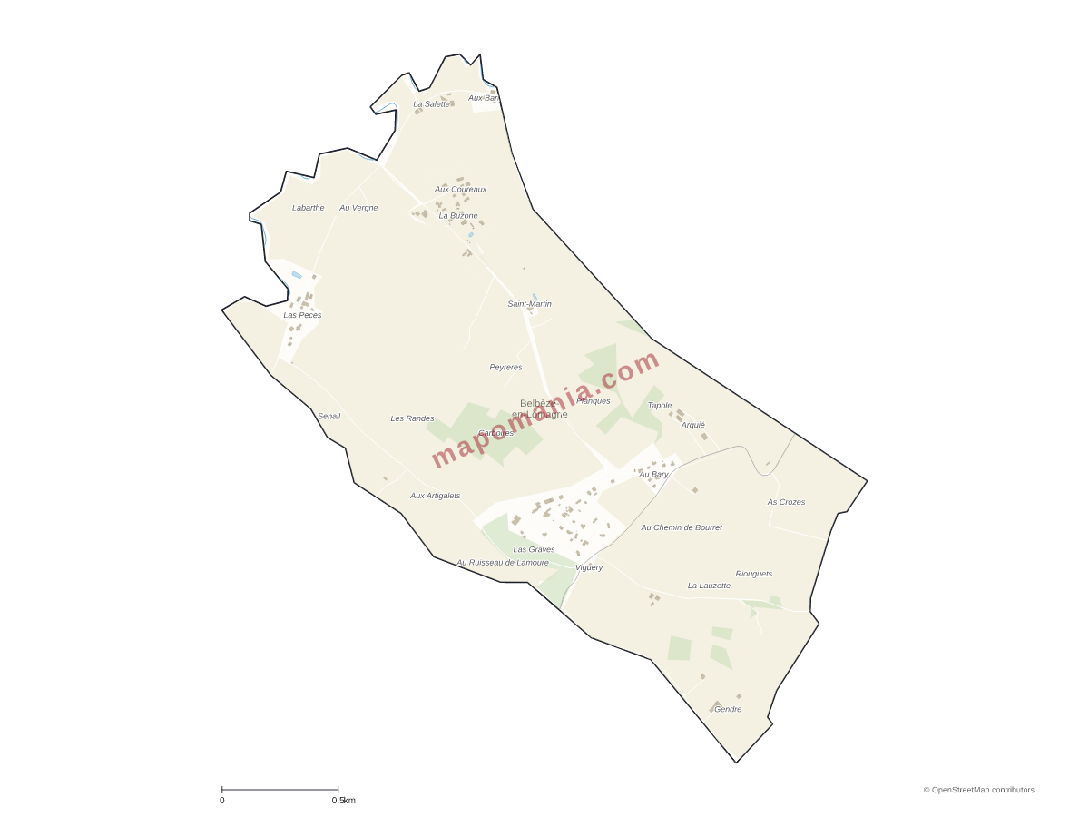 Carte de Belbèze-en-Lomagne à personnaliser
