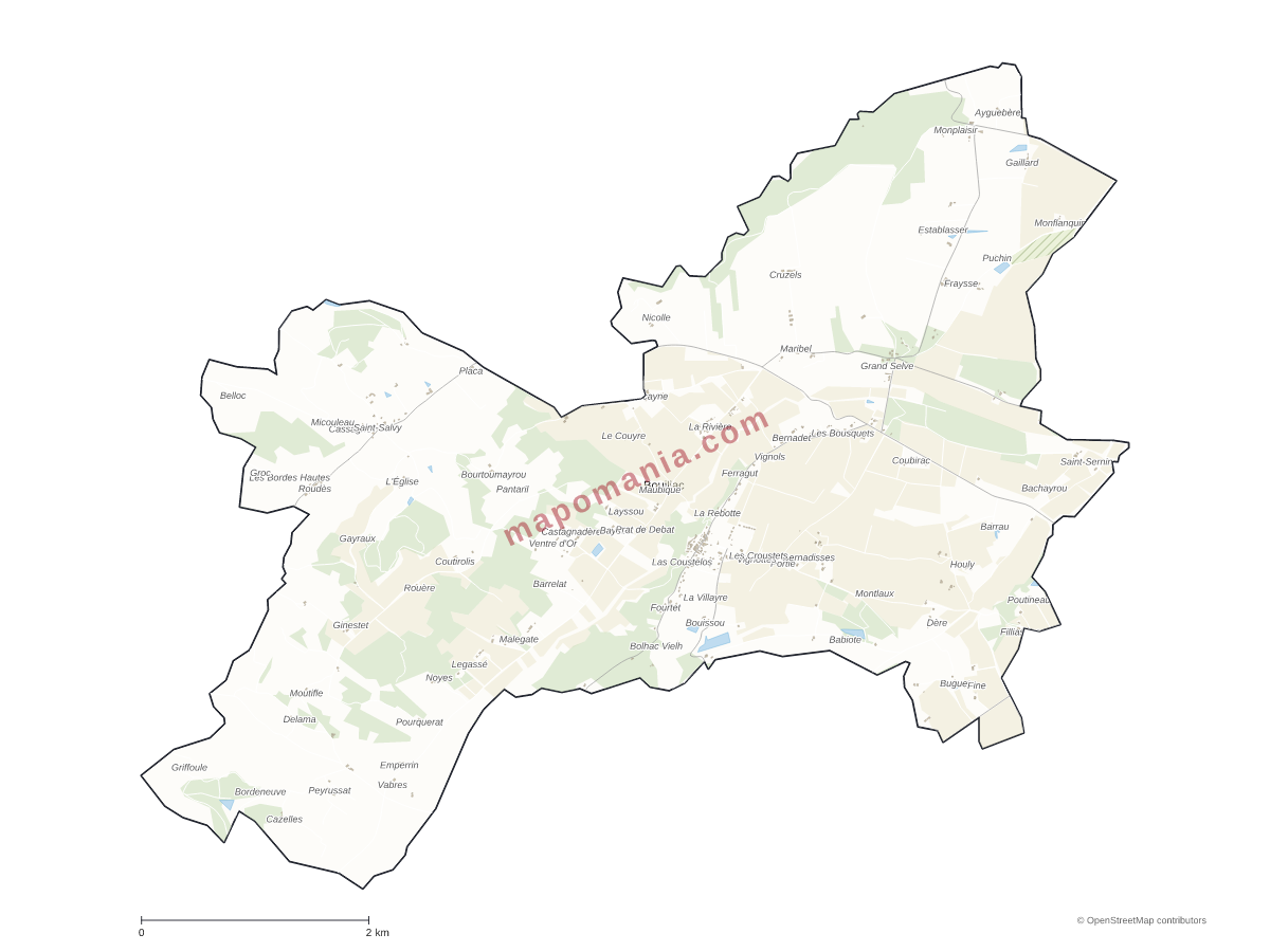 Carte de Bouillac à personnaliser
