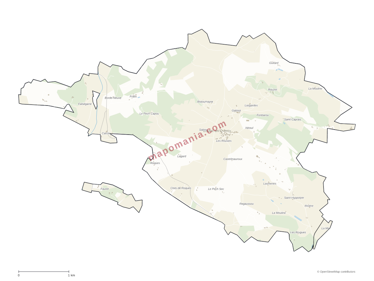 Carte de Bouloc-en-Quercy à personnaliser