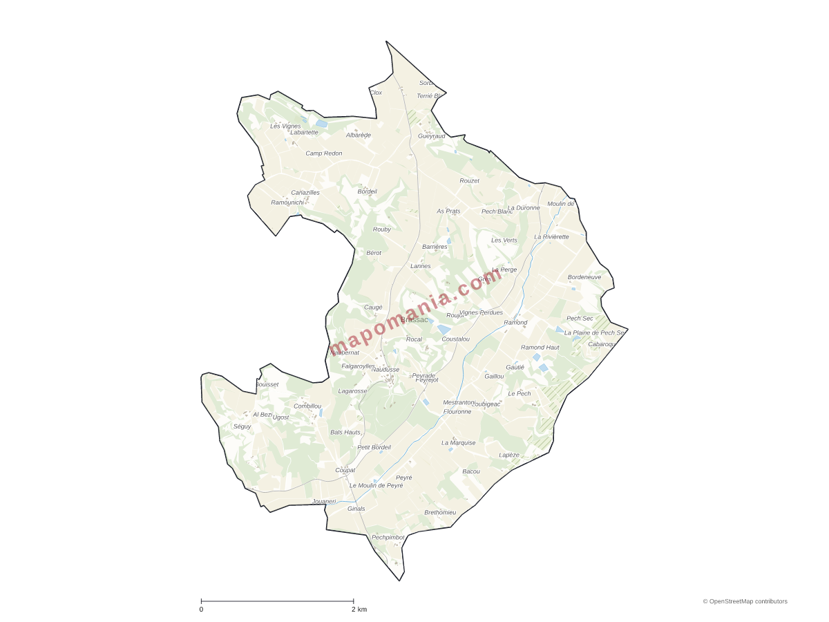 Carte de Brassac à personnaliser