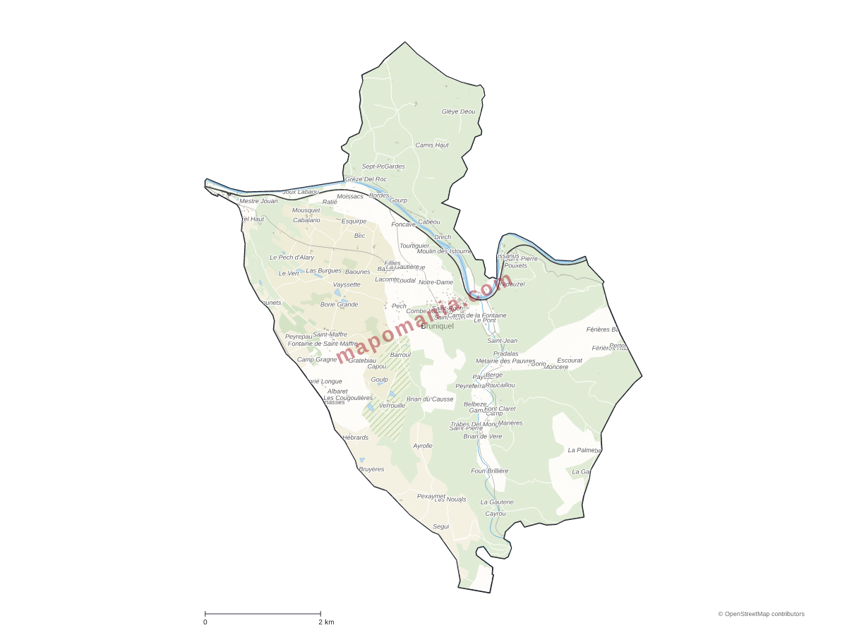 Carte de Bruniquel à personnaliser