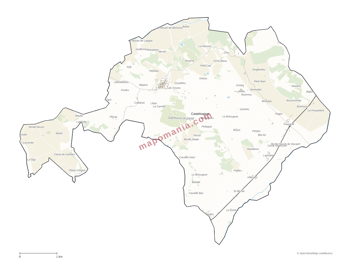 Carte de Castelsagrat à personnaliser