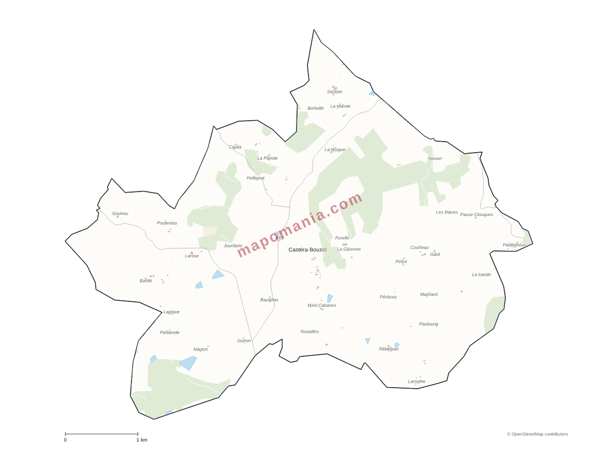 Carte de Castéra-Bouzet à personnaliser