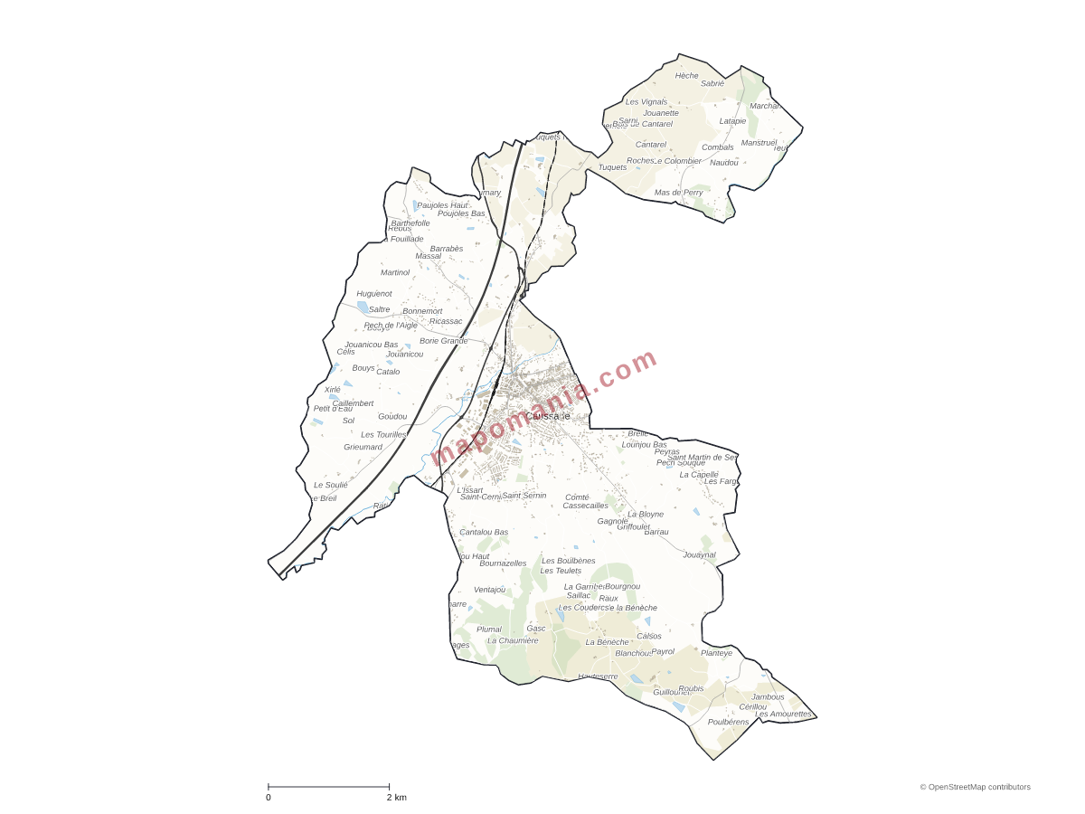 Carte de Caussade à personnaliser