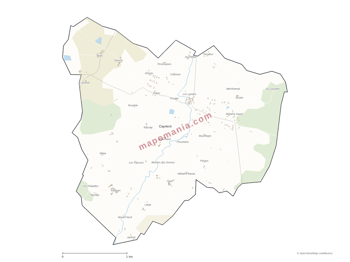 Carte de Cayriech à personnaliser
