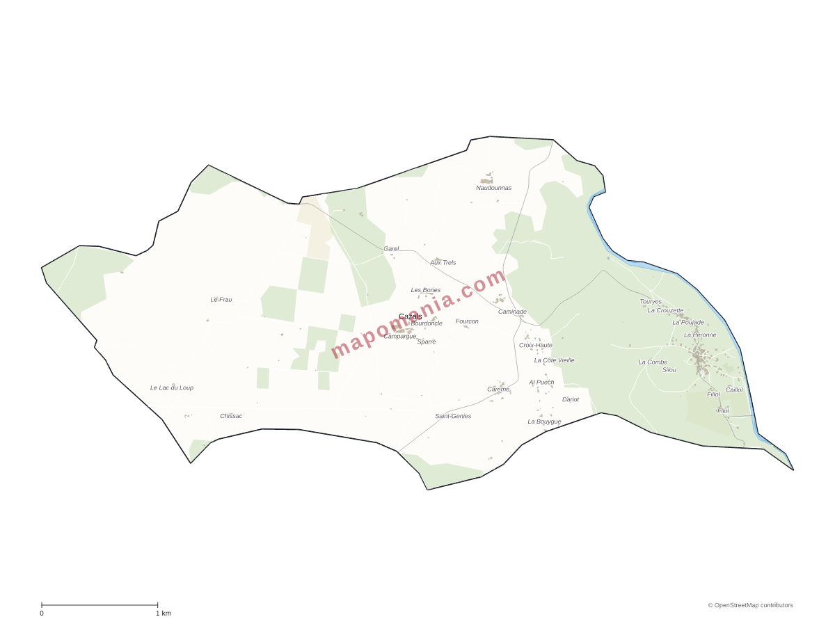 Carte de Cazals à personnaliser