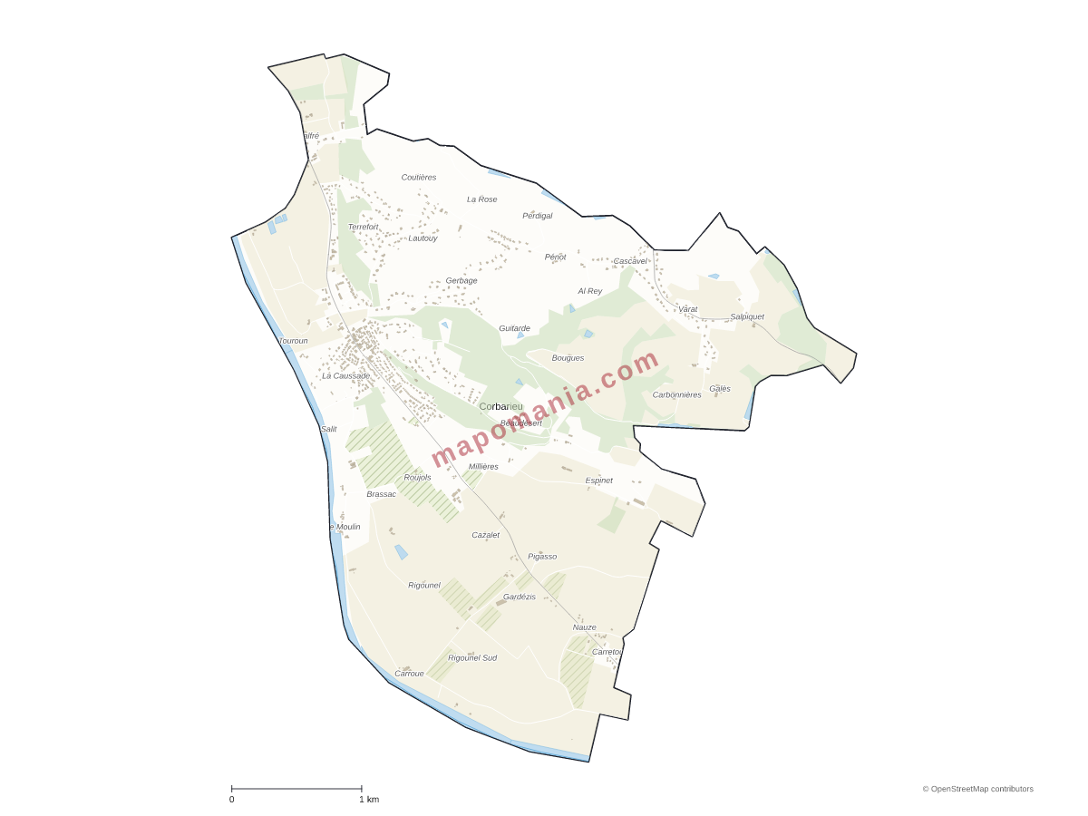 Carte de Corbarieu à personnaliser