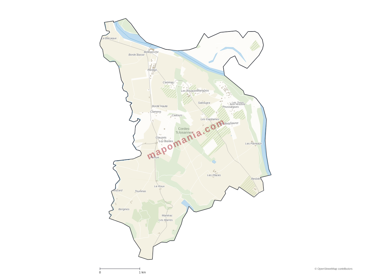 Carte de Cordes-Tolosannes à personnaliser