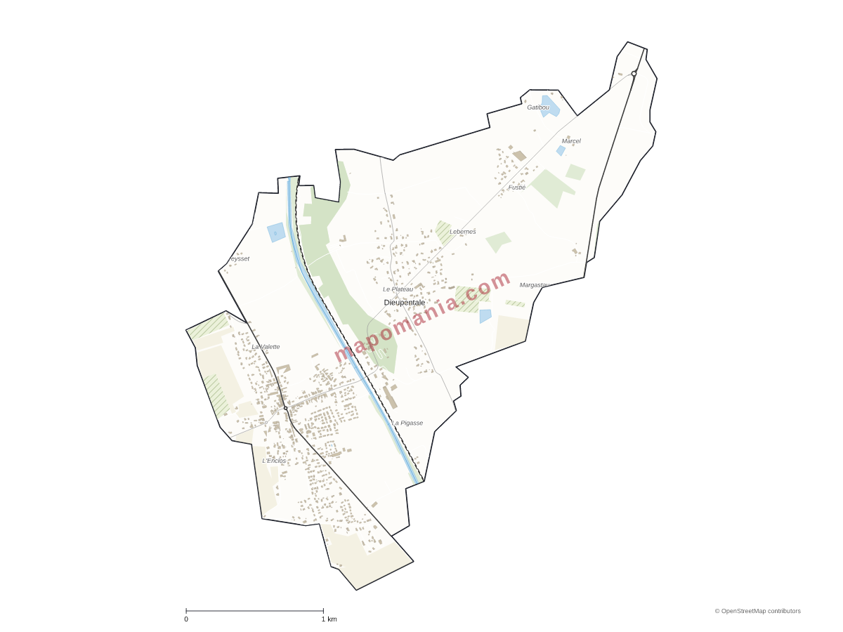 Carte de Dieupentale à personnaliser
