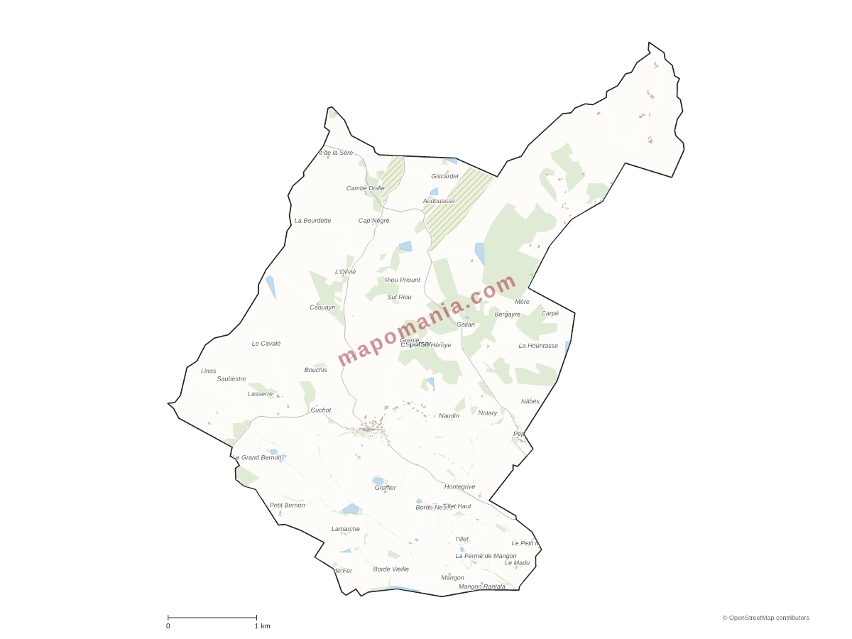 Carte de Esparsac à personnaliser
