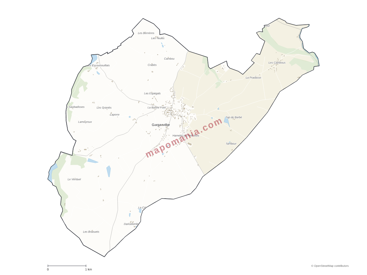Carte de Garganvillar à personnaliser