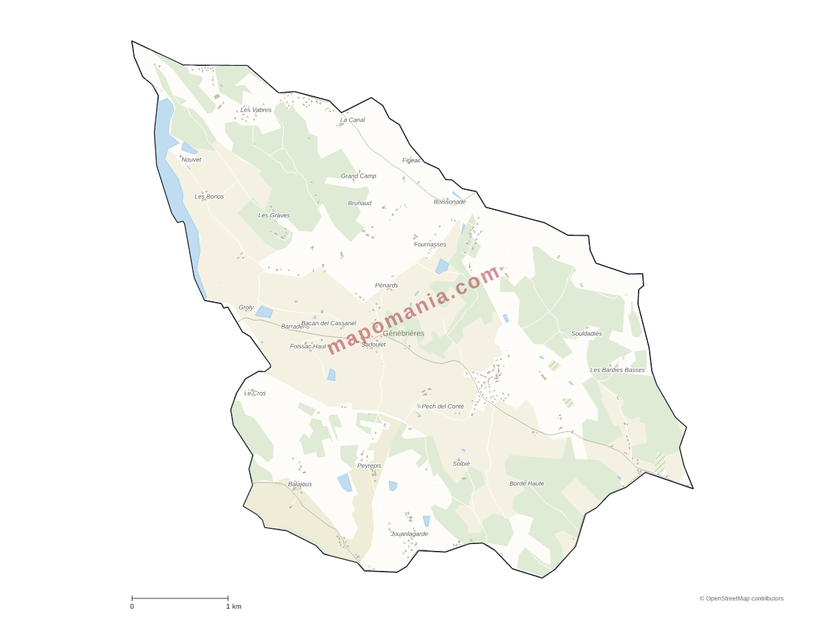 Carte de Génébrières à personnaliser