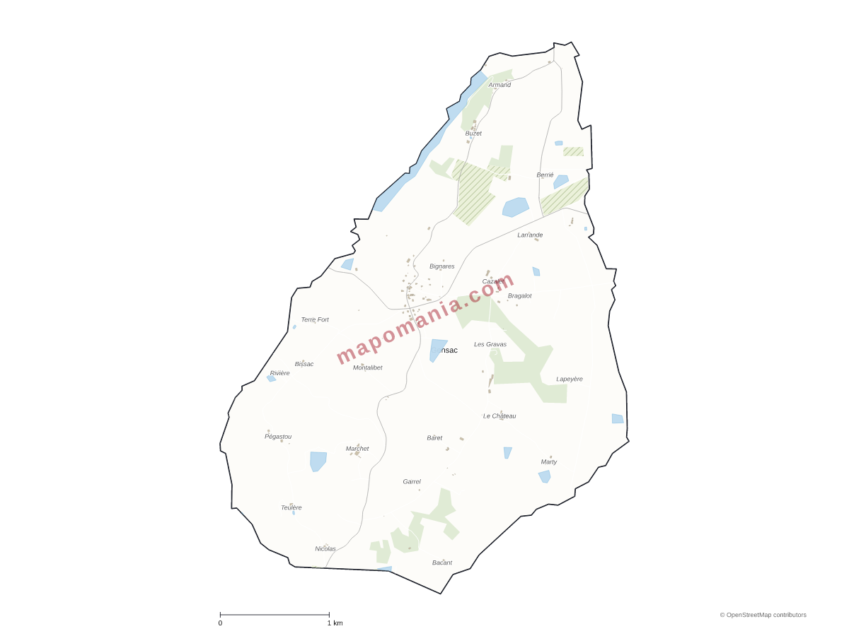 Carte de Gensac à personnaliser