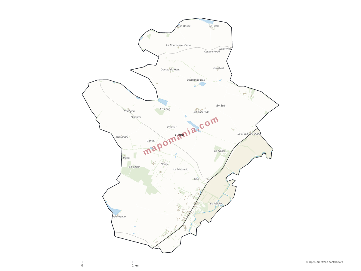 Carte de Gimat à personnaliser